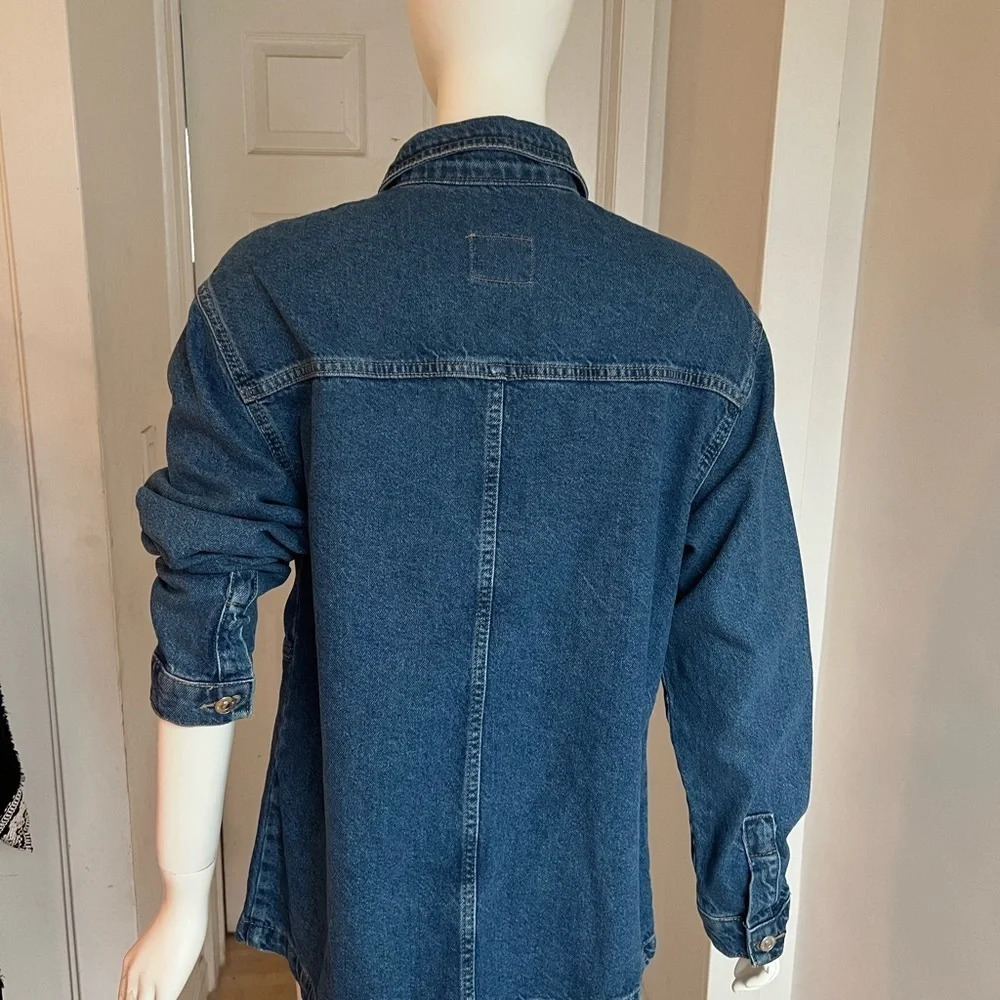 De Facto Denim Jeans Long Sleeve Jacket Dark Blue Navy Large With Pockets - Picture 4 of 11